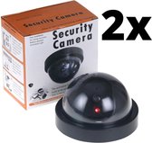 Dummy Camera - 2 STUKS - Beveiliging buiten en binnen - Beveiligingscamera - Met LED indicator - Nep camera - Dummy Bewakingscamera 35W - Rond - Zwart - Camera (2)