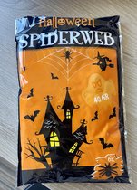Halloween - Spiderweb - Spinnenweb - Uitrekbaar - 6 Spinnen - Decoratie - Versiering - Spooky - Eng - 40 Gram - Themafeest - Spider - Scary - Feest