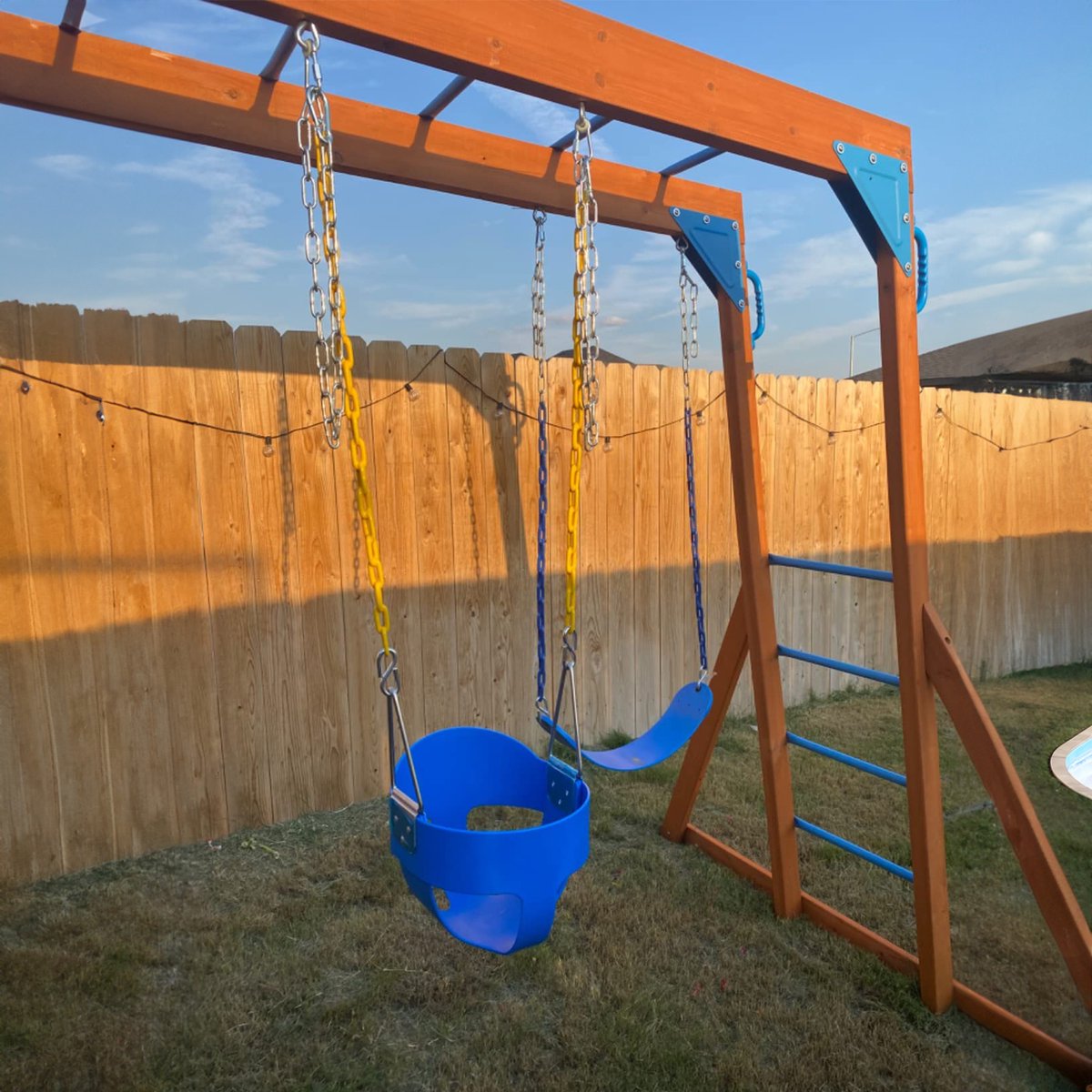 JAXY Babyschommel - Kinderschommel - Babyswing - Babyschommel Buiten - Peuter Schommel - Schommel Baby Buiten - Schommelzitje - Baby Schommel - Blauw — afbeelding 2