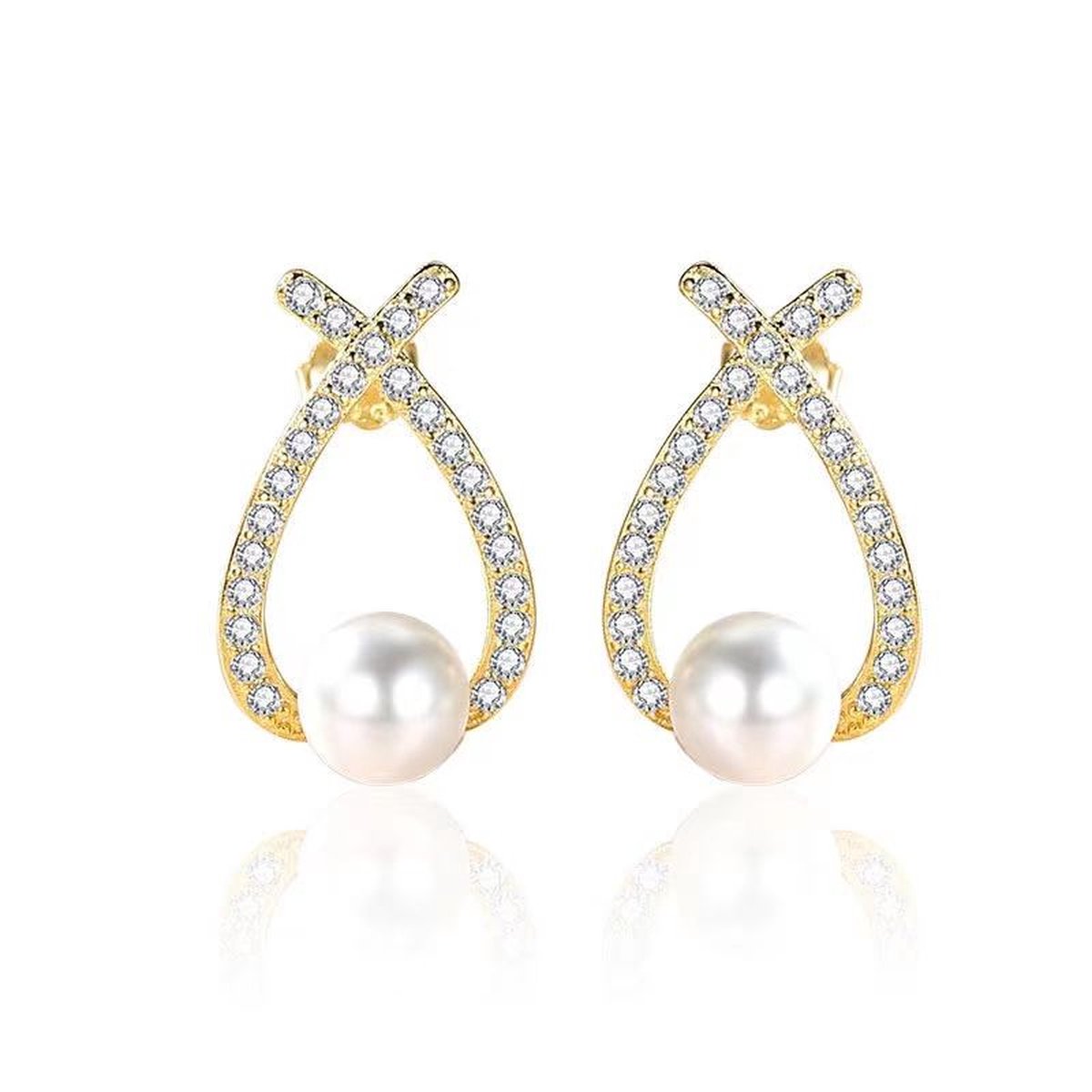 Lumici® | GoudParel Oorbellen v2 - GoldPearl Earrings v2 - 18k Goud Beplaat - Oorknop - Oorknopje - Oorbel - Oorbellen- Cadeau Voor Vrouwen - Moederdag Cadeau - Valentijn - Liefde - Verrassing - Goud