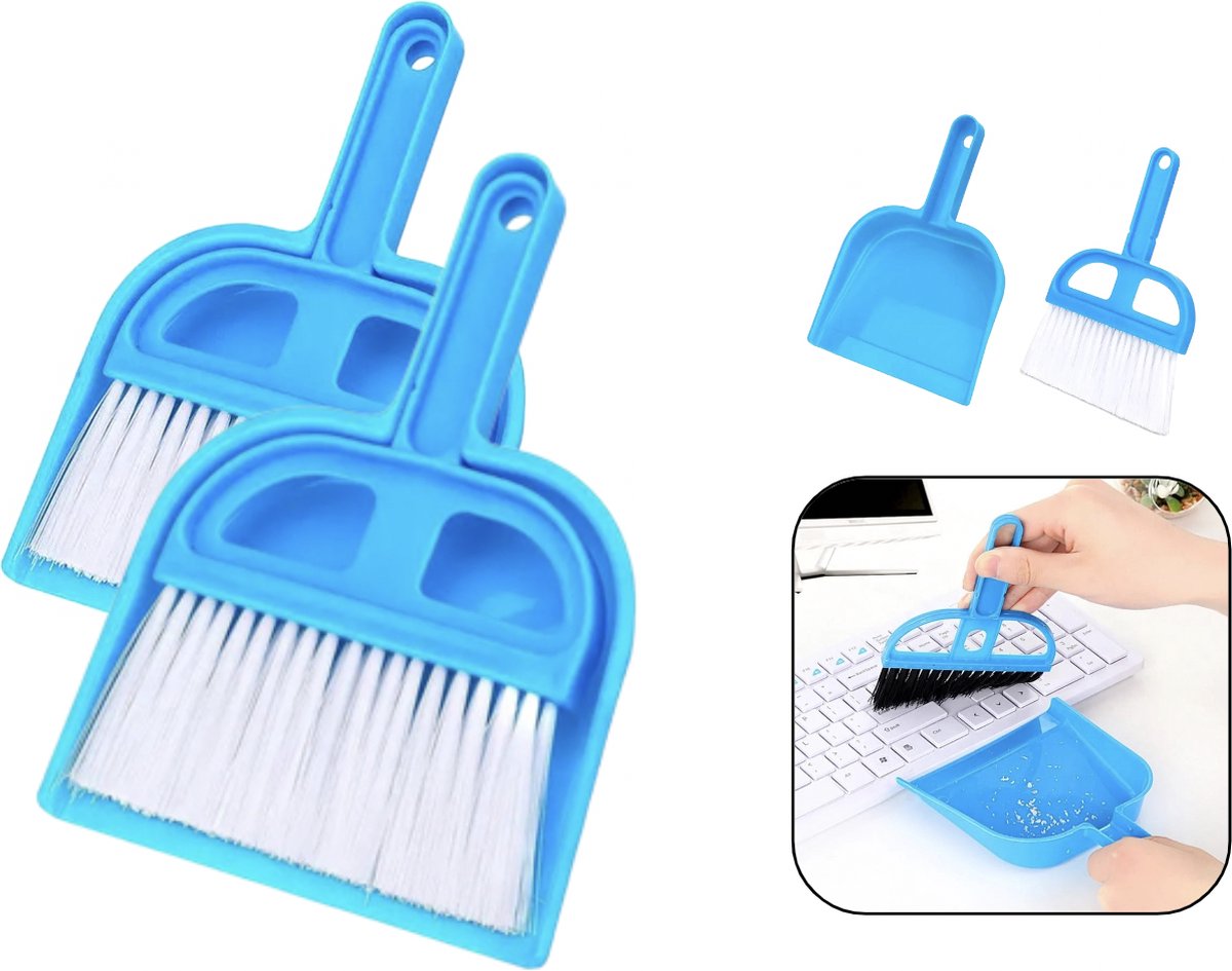 PD® - Stoffer en Blik mini - 2 stuks - Blauw - 21 cm