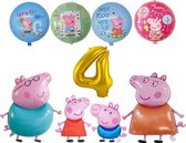 Set de ballons familiaux Peppa Pig - 70x45cm - Ballon aluminium - Peppa pig - George Pig - Papa Pig - Mam Pig - Fête à thème - 4 ans - Anniversaire - Ballons - Décoration - Ballon à hélium