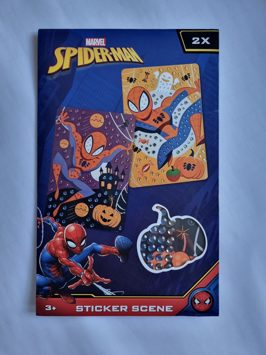 Halloween Spiderman Sticker Scene, 2 scene's om zelf stickers/glas te plakken, knutselen, klein kindercadeau, jongen, meisje
