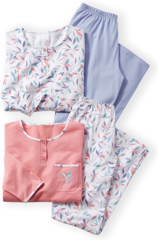 Damart - Set van 2 pyjama's in jersey, zuiver kamkatoen - Dames - Roze - 38-40 (S)