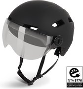 Lightyourbike ® ROADSTER - Speed Pedelec Helm met vizier & verlichting - NTA 8776 - Helm Snorscooter - Helm Speed Pedelec - Zwart - Maat M