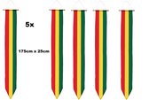 5x Luxe Wimpel rood/geel/groen 175cm x 25cm - Thema feest party festival Limburg