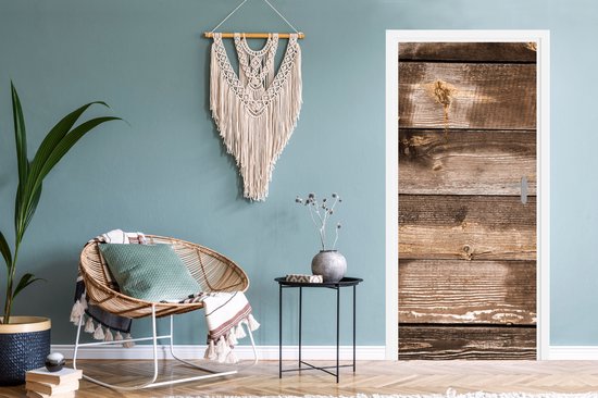 Sticker de porte Vintage - Bois - Planches - Marron - 85x205 cm - Poster de porte