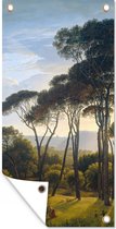 Tuinposter Italiaans landschap met parasoldennen - Hendrik Voogd - Kunst - 30x60 cm - Tuindoek - Buitenposter