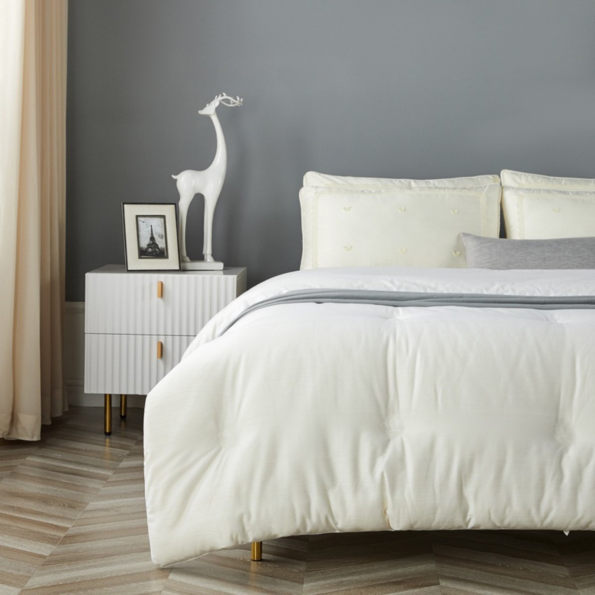 100% katoen Enkele Zomer dekbedden(geschikt voor indoor temperature >20℃)-200x135cm -Anti Allergie-Wasbaar-Moonlicht Wit