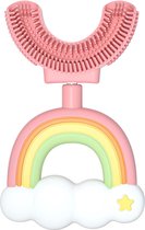 Belenthi U vormige tandenborstel kind - Tandenborstel baby - tandenborstel peuter - Tandenborstel 2-12 jaar - Regenboog roze