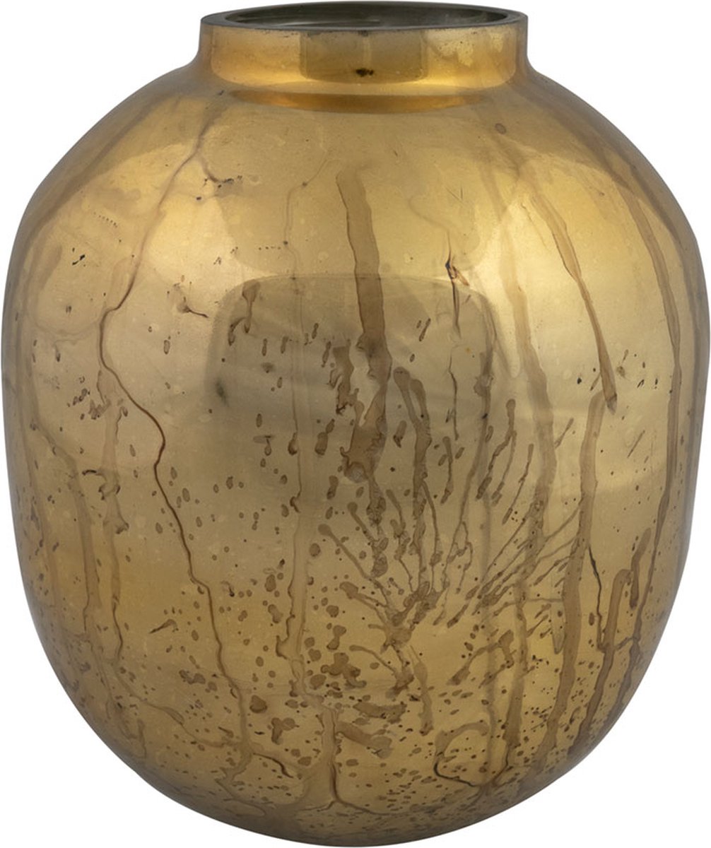 Ter Steege Vaas Glas-Mondgeblazen Goud-BronsD 18 cm H 23 cm