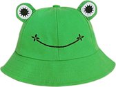 Fjesta Bucket Hat Kikker – Vissershoedje Kikker - Oeteldonk Accessoires - Oeteldonk Kleding – Unisex - Groen - Katoen