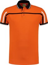 Lemon & Soda polo met tipping en korte mouwen voor heren in de kleur oranje in de maat L.