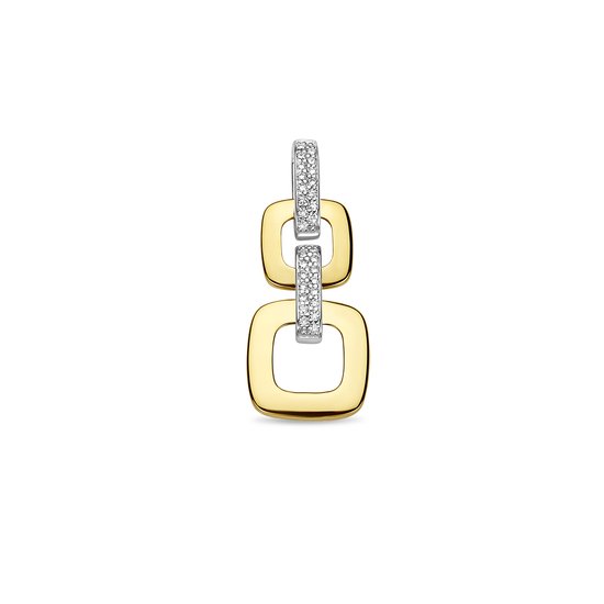 14K bicolor goud geel/wit hanger schakel diamant 0.13ct h si 4208887