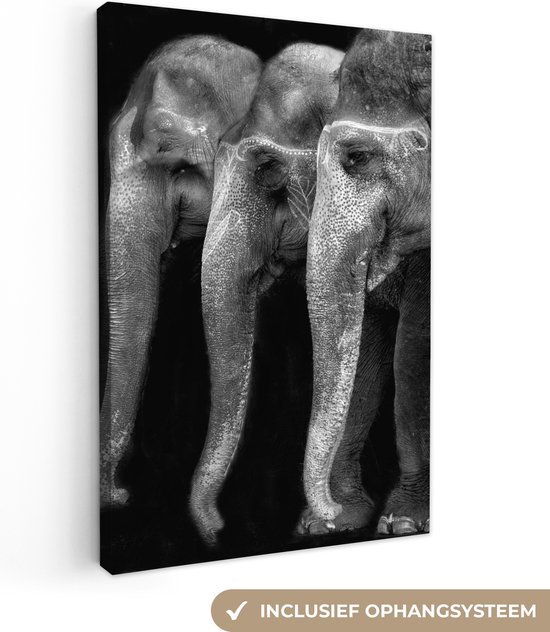 Peinture sur toile - Éléphant - Peinture - Animaux - Portrait - Photo sur toile - Canvasdoek - 60x90 cm - Peintures sur toile