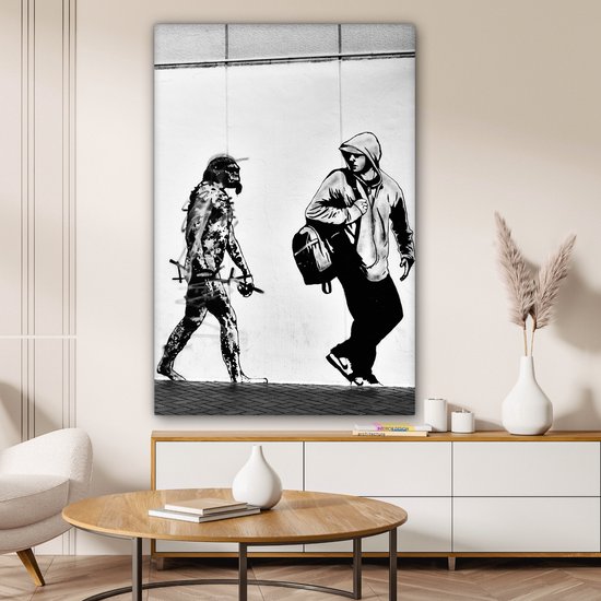 Peinture sur toile - Photo sur toile - Évolution - Illustration - Zwart - Wit - Humain - Décoration murale - 80x120 cm - Toile