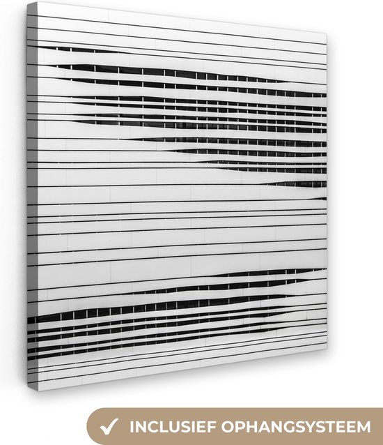 Canvas schilderij - Architectuur - Abstract - Zwart - Wit - Canvasdoek - 50x50 cm - Foto op canvas - Schilderij abstract