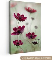 Canvas schilderij - Bloemen - Botanisch - Rood - Natuur - Canvas doek - Schilderij bloemen - 90x140 cm - Foto op canvas