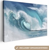 Canvas schilderij - Zee - Golf - Blauw - Schilderijen op canvas - 150x100 cm - Canvasdoek - Foto op canvas