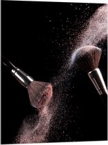 Acrylglas - Kwasten - Makeup - Poeder - Verspreid - 75x100 cm Foto op Acrylglas (Wanddecoratie op Acrylaat)