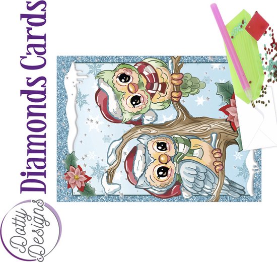 D0tty Design® - Set van 5 diamond painting easel kerstkaarten