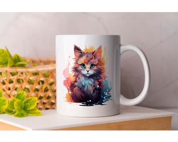 Mok Gentle Kitten - ColorfulAnimals - Gift - Cadeau - VibrantWildlife - BrightCritters - ColorfulCreatures - KleurrijkeDieren - LevendigeDieren - KleurrijkeBeestjes - RegenboogDieren