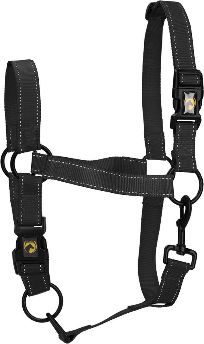 Excellent Horse - XL - Premium Essential Halster - Reflecterend halster voor paard - Geschikt voor paarden - Zwart