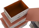 Set van opstapelbare opbergboxen DKD Home Decor Bruin Grijs Oranje Polyester (40 x 30 x 20 cm) (3 Stuks)