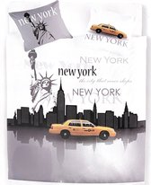2-persoons dekbedovertrek 240x220 - New York Cab Taxi - 2 kussenslopen 65x65 - 100 % katoen