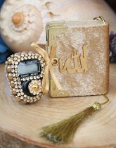 Mini Koran & Luxe Digitale Tasbeh - GOUD Gift Set - Cadeu Box - Met tesbih - Kuran Set