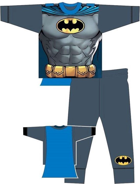 Batman pyjama - maat 128 - Bat-Man pyama met cape - grijs met blauw