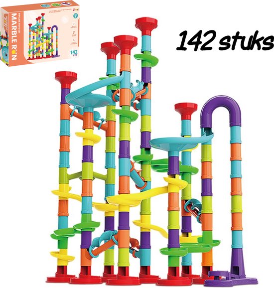 Kiddel XL knikkerbaan 142 stuks - Inclusief accessoires educatief interactief kinderspeelgoed bouwset - Speelgoed jongens & meisjes 3 jaar 4 jaar STEM cadeau