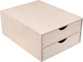 Creative Deco Mini Houten Kist met 2 Lades | Opbergkast Box | Multiplex | 33 x 25 x 13,5 cm