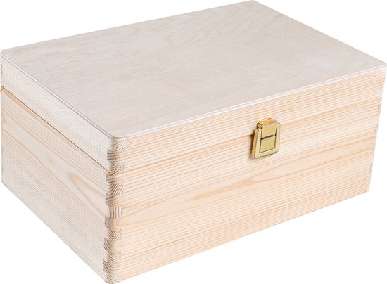 Creative Deco XL Blauwe Grote Houten Doos Opbergdoos | 40 x 30 x 14 cm ( /- 1cm) | met Deksel | met Handgrepen | Perfect voor Documenten, Kostbaarheden, Speelgoed en Gereedschap, Kerstmis