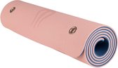 Yoga Mat - Fitness Mat Blauw/Perzik - Sport mat - TPE - Anti slip en eco - Body Line - Met draagtas en draagriem