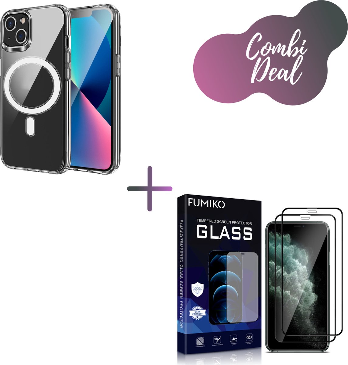 2-In-1 Set Magnetisch Hoesje iPhone 11 Pro Max + Volledig Dekkend Screen Protector - Beschermglas iPhone 11 Pro Max