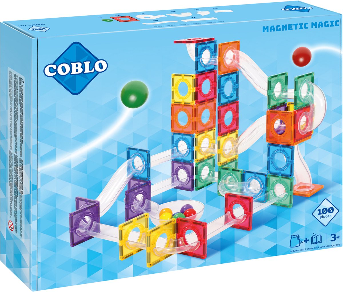 Coblo Classic Knikkerbaan 100 stuks - Magnetisch speelgoed - Constructiespeelgoed - Magnetische bouwstenen - STEM speelgoed - Cadeau kind - Speelgoed 3 jaar t/m 12 jaar