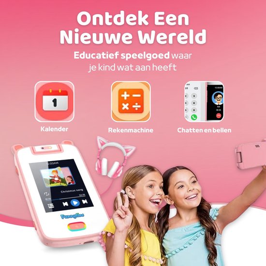 Kinder Smartphone Spielzeug, Weslery Handy mit Touchscreen, Doppelkamera MP3 Musik Player Kleinkind Handy mit 32GB TF, Silikonhülle und Umhängeband für Jungen Mädchen Geburtstag 3–8