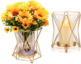 Vaas Gold Home Decor 2 stuks vaas geometrisch gouden vaas voor pampasgras grote vaas bloemenvaas hoge metallic Pillar Candle Holders Fireplace mantel decoraties bruiloft middenstukken voor thuis