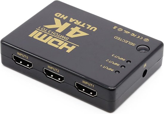 HDMI 2.1 Switch – 3 Ingangen, 1 Uitgang – 8K @60Hz – Voor Gameconsole, Streamer & Blu-ray – Compact