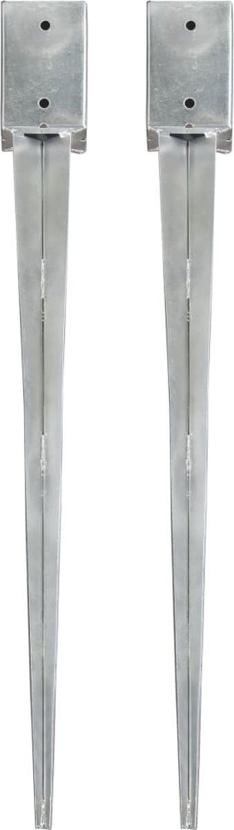 Goedkoopste vidaXL - Grondpinnen - 2 - st - 9x9x90 - cm - gegalvaniseerd - staal - zilverkleurig