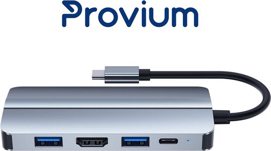 USB-C Hub - 5 in 1 - Ethernet - HDMI - USB 3.0 - USB-C Docking Station adapter splitter - Grijs - Provium