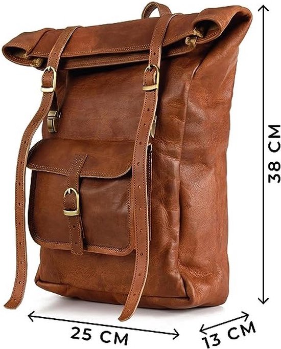 Berliner Bags Leeds Size M vintage rugzak van leer met laptopvak voor dames en heren - Berliner Bags