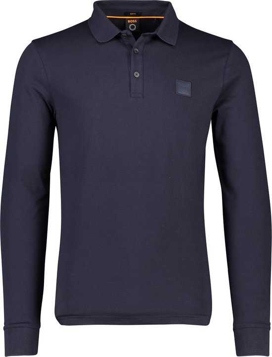 Hugo Boss polo manches longues bleu foncé bol