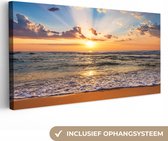 OneMillionCanvasses - Canvas - Zonsondergang - Strand - Zee - Wolken - Schilderijen op canvas - Foto op canvas - 80x40 cm - Wanddecoratie - Slaapkamer