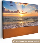 OneMillionCanvasses - Canvas - Zonsondergang - Strand - Zee - Wolken - Schilderijen op canvas - Foto op canvas - 40x30 cm - Wanddecoratie - Slaapkamer