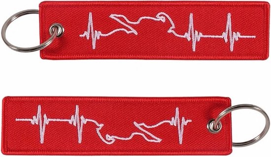 Motor Heartbeat Wit Sur Rouge - Porte-clés - Moto - Scooter - Voiture - Universel - Accessoires de vêtements pour bébé
