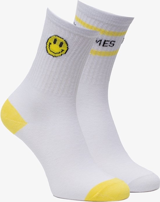 2 paar halfhoge kinder sokken met smiley - Wit - Maat 31/34