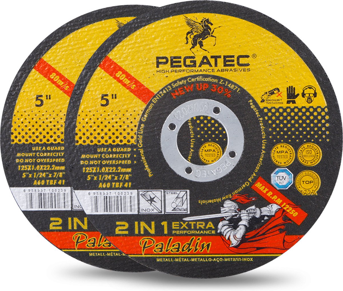 Pegatec Haute Performance - 5 Pièces - Disque à tronçonner 125 x 2,5 mm -  Adapté au