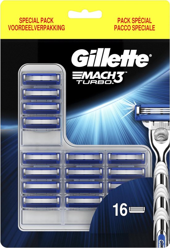 Gillette Mach3 Turbo Scheermesjes Mannen - 16 stuks - Gillette